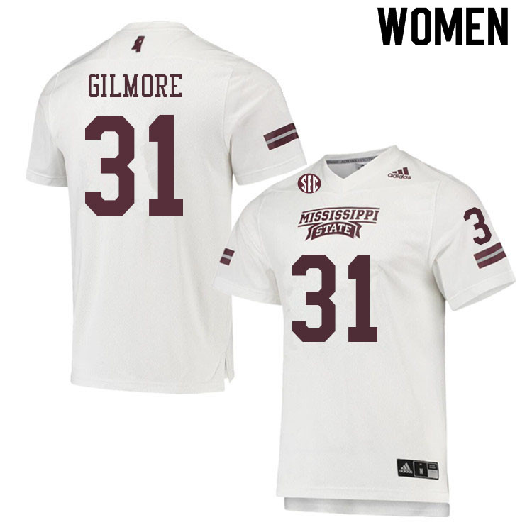 Women #31 Javae Gilmore Mississippi State Bulldogs College Football Jerseys Sale-White - Click Image to Close